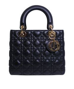 Christian Dior Medium Lady Dior, Leather, Black, 01-BO-0138, DB, B, 4*